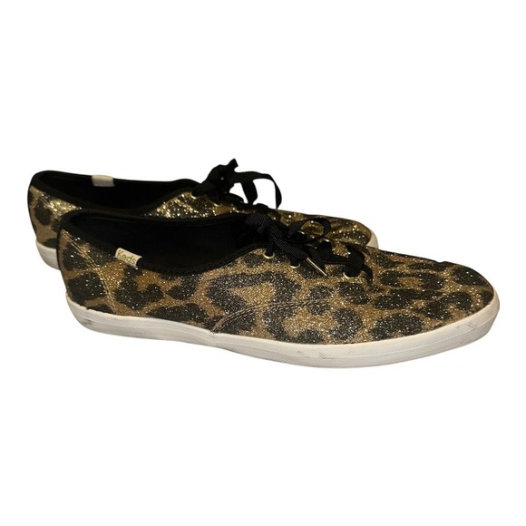 Keds x Kate Spade Leopard Print Glitter Sneakers, Size 9 - Picture 3 of 9